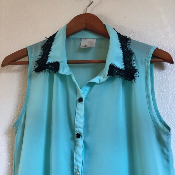 Mint button up dressy tank - Picture 3 of 5